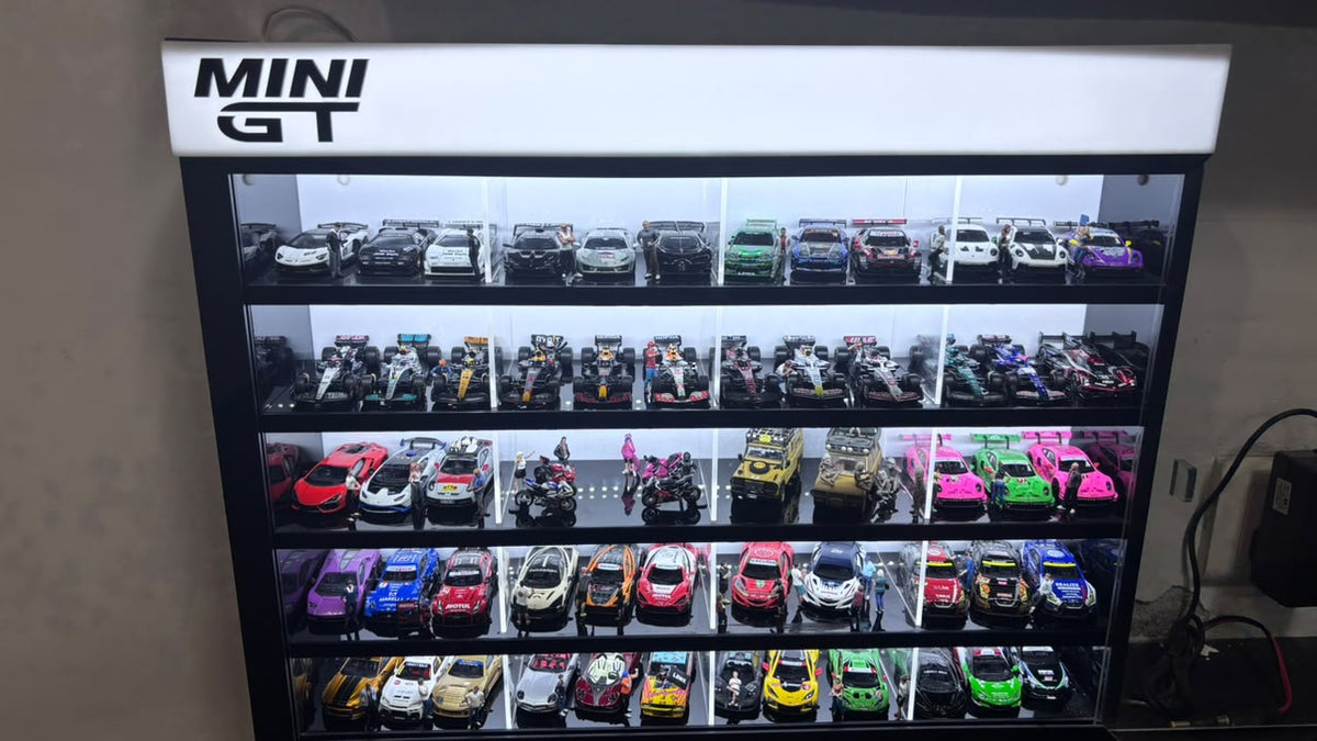 20 Compartments LED Display with Sliding Cover for 1:64 Scale Hotwheels, Mini GT, CCA, Tomica ETC