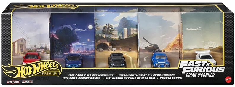 Hotwheels Fast & Furious Brian O'Conner 5 Cars Collectable set