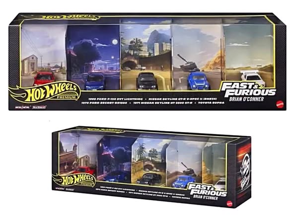 Hotwheels Fast & Furious Brian O'Conner 5 Cars Collectable set