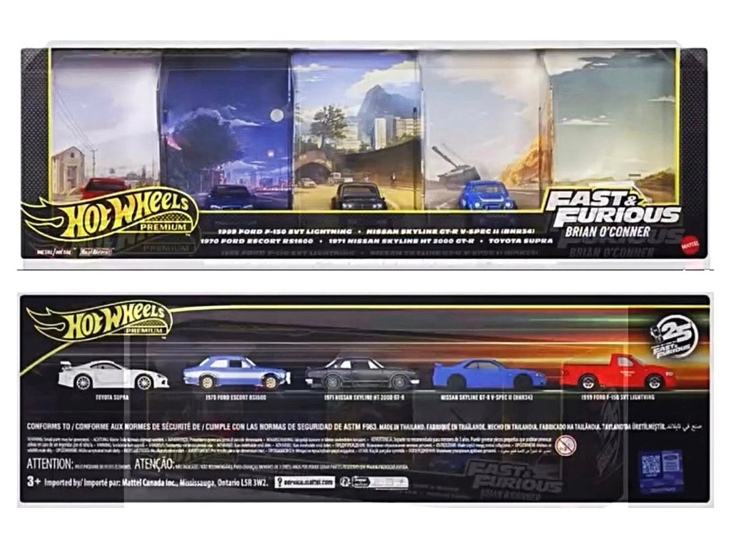 Hotwheels Fast & Furious Brian O'Conner 5 Cars Collectable set