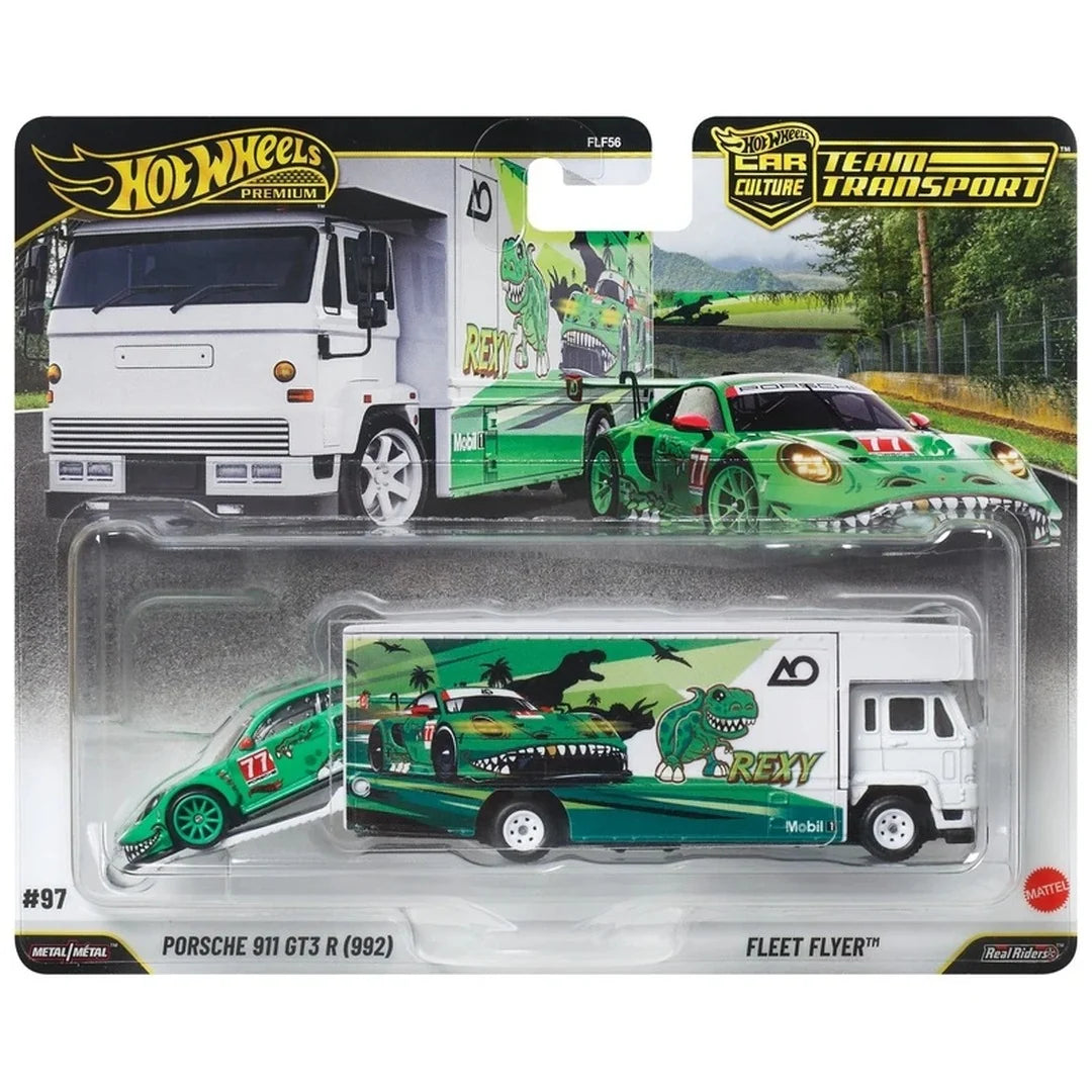 Hotwheels 1:64 Premium Team Transport Porsche 911 GT3 R (992) Rexy & Fleet Flyer #97
