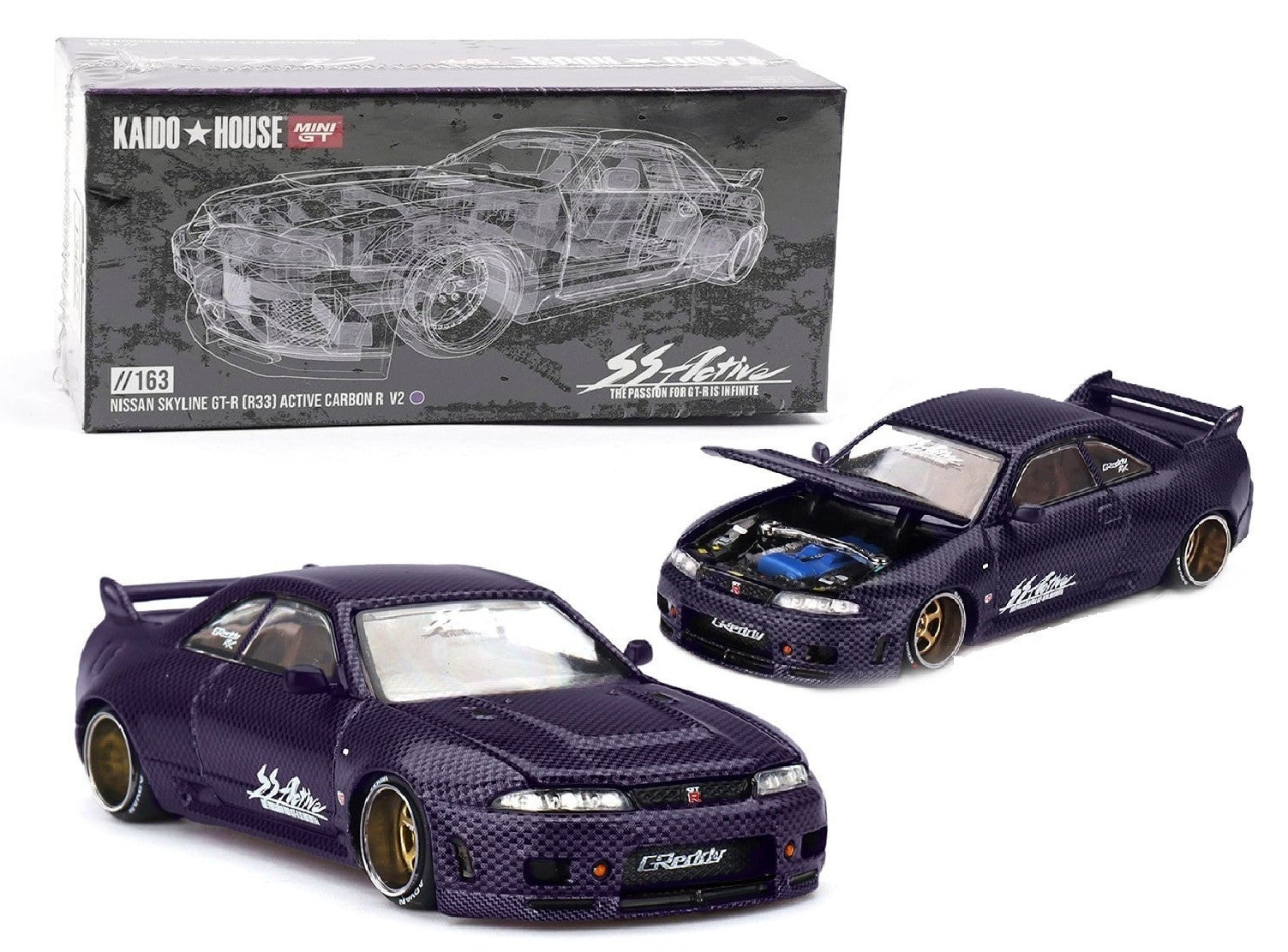 Mini GT x Kaido House - KHMG163 - Nissan Skyline GT-R (R33) Active Carbon R V2