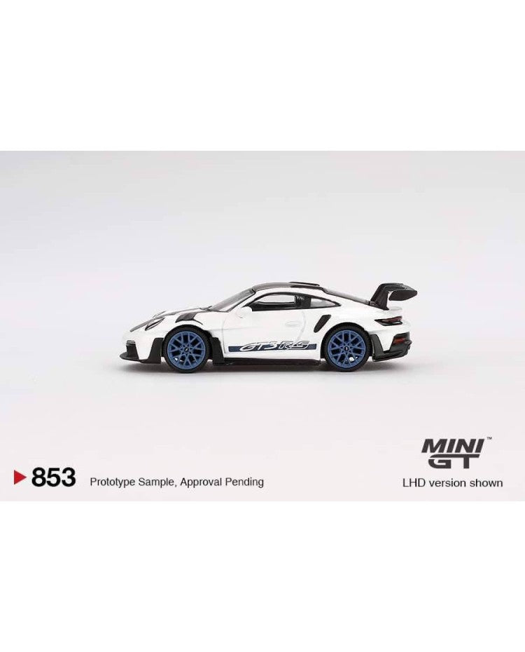 Porsche 911 GT3 RS Weissach Package White with Indigo Blue - Mini GT 853