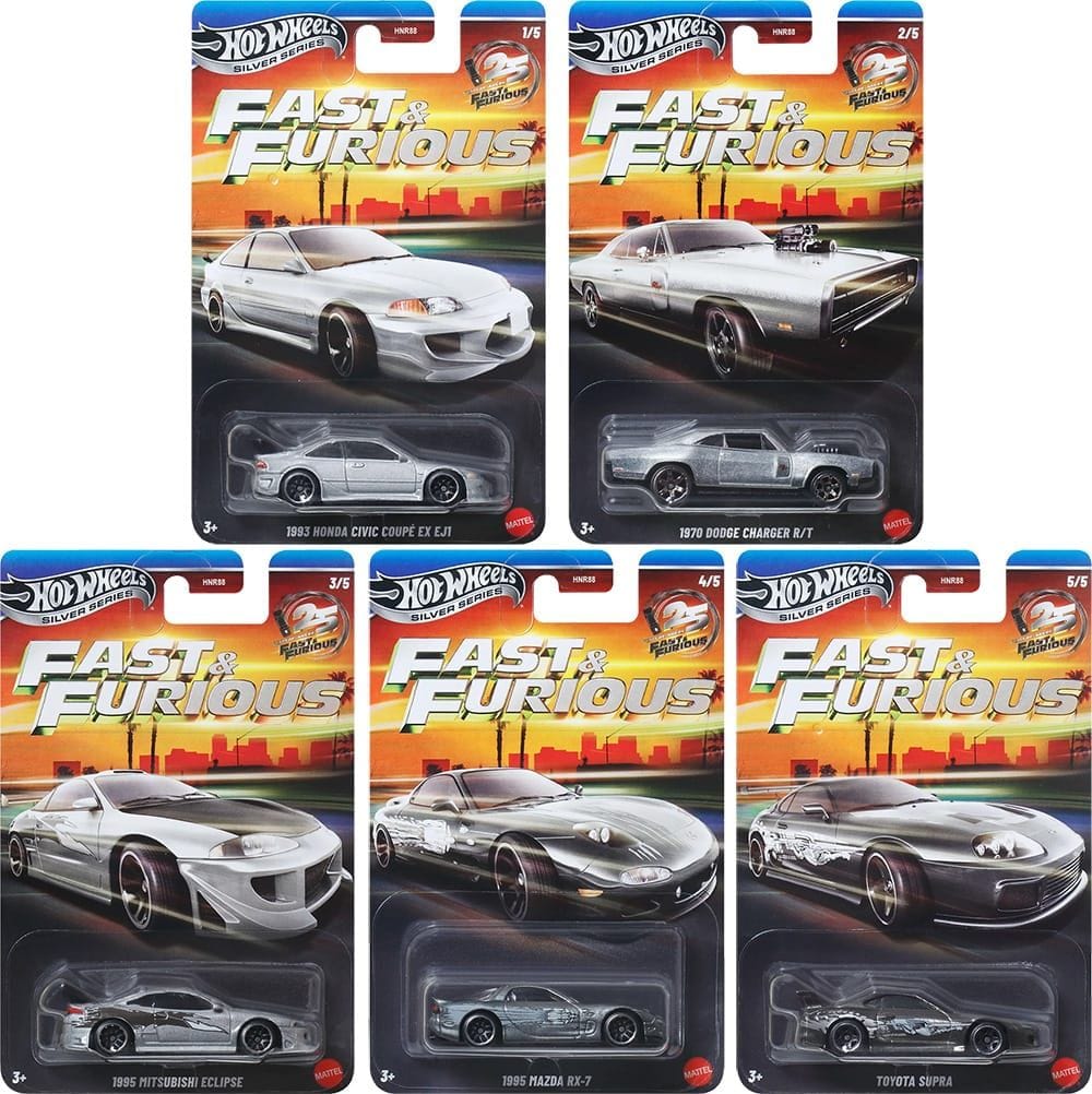 Hotwheels Silver Series 25 Fast & Furious Set of 5 Cars